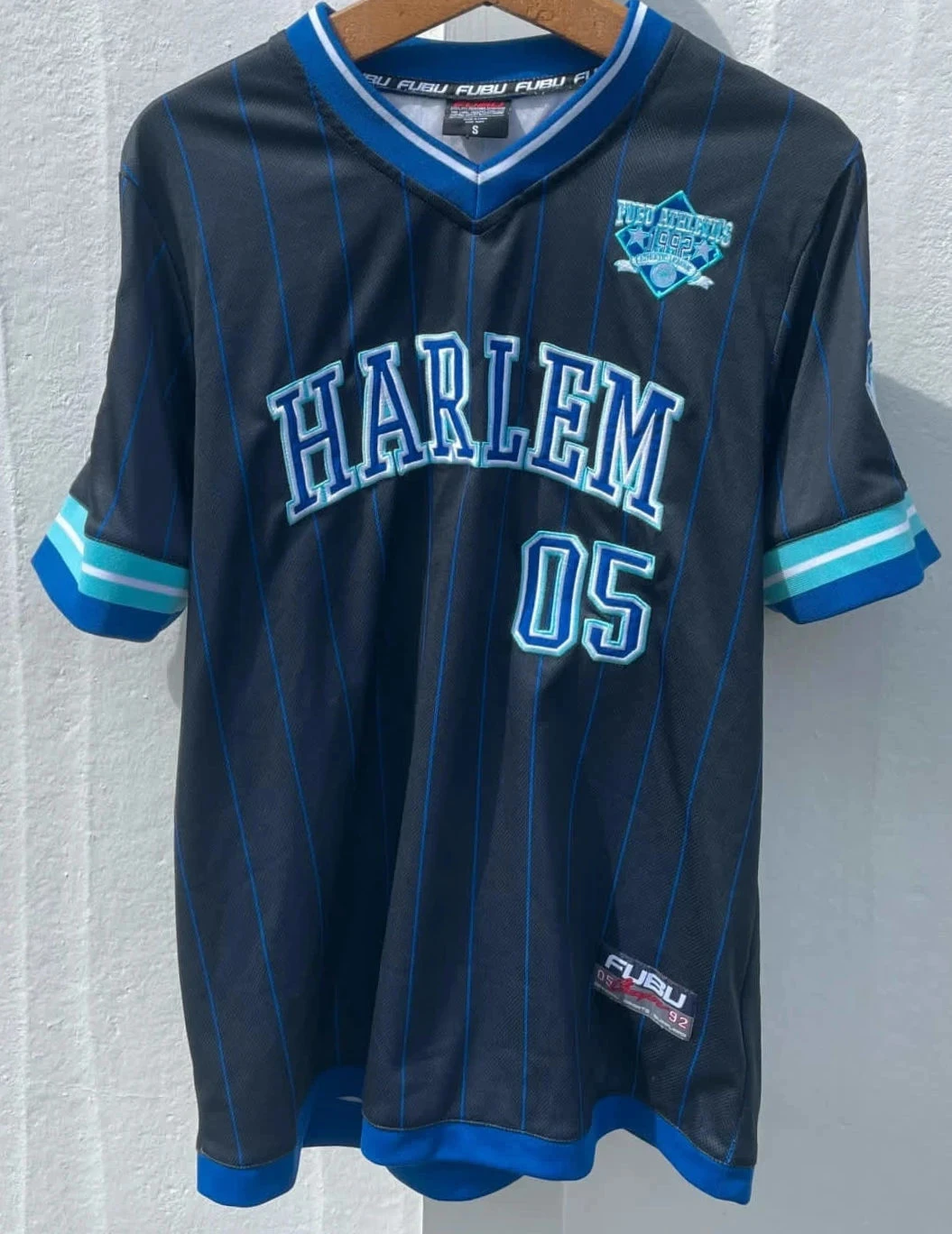 Fubu Baseball Harlem New York city vintage fully embroided jersey Mens M